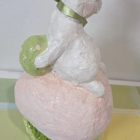 Spring Bunny Figurine with Pink and Green Accents - Picture 3 of 5